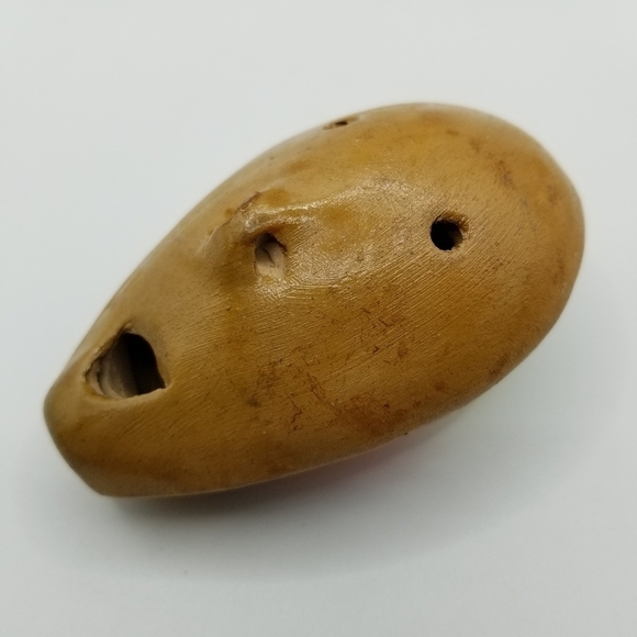 Ocarina Wind Flute Hand Crafted Clay Folk Art Pottery Peruvian Whistle Face - Picture 6 of 6